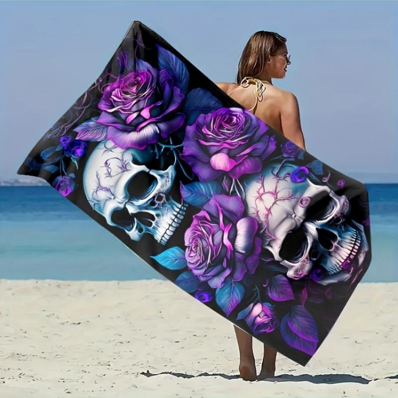

1pc Vintage Skull Pattern Beach Towel, Suitable for Seaside, Bathroom, Camping Travel, Yoga Fitness Multipurpose Beach Towel W30*H60(CM)