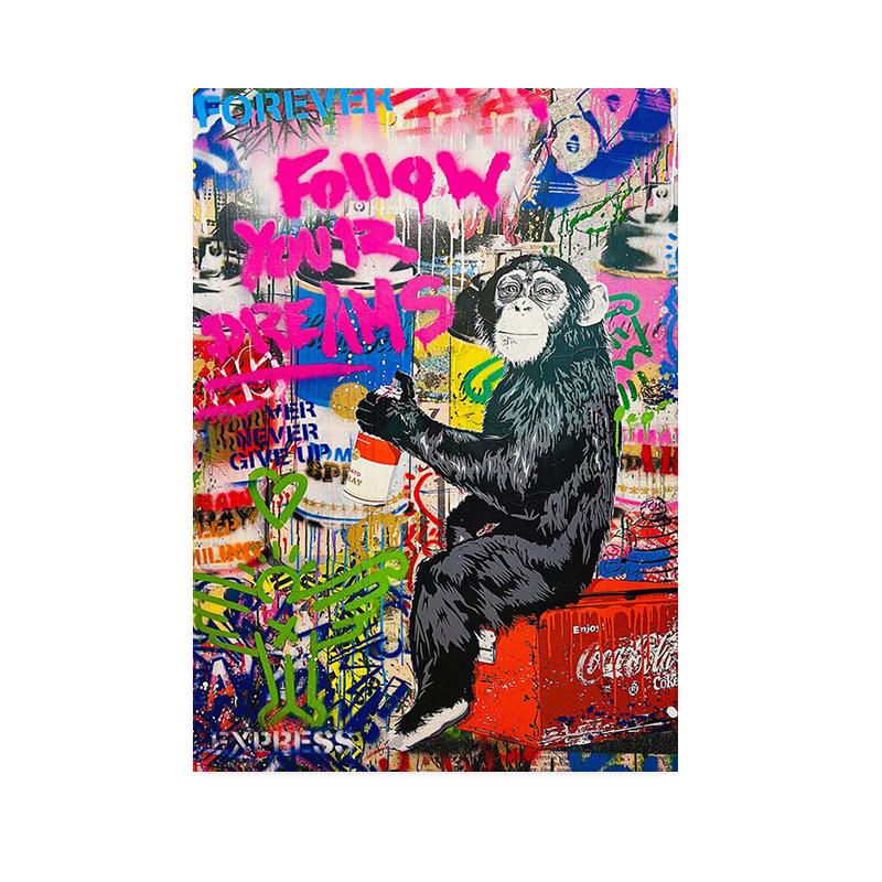 

Забавное животное горилла холст картина современное уличное граффити искусство постер и принты настенное искусство картина для гостиной украшение дома 21x30cm No Framed