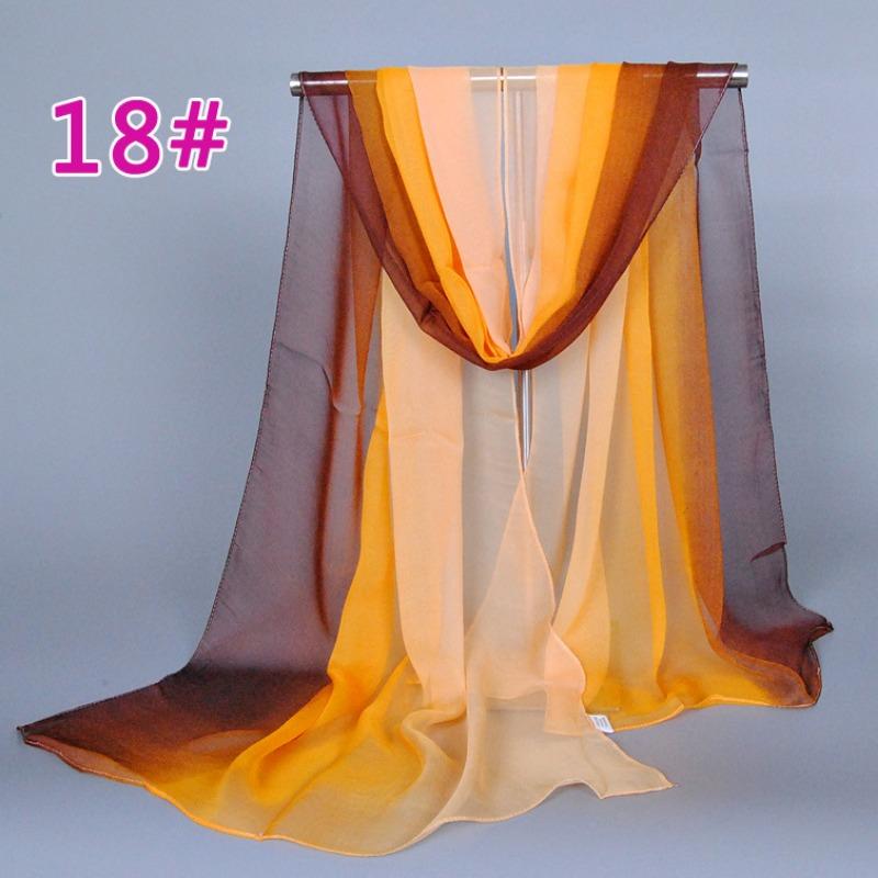 Supply imitation silk georgette silk scarf, popular bright and gradual change of color accessories scarf
