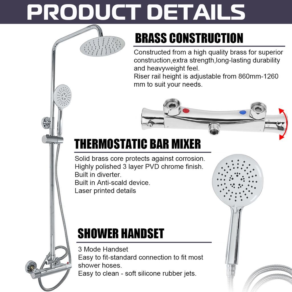 8 Inch Thermostatic Shower Set Hot Cold Shower Faucet Shower Faucet Rain Shower Set Bathtub Round Square Thermostatic Shower Mixer