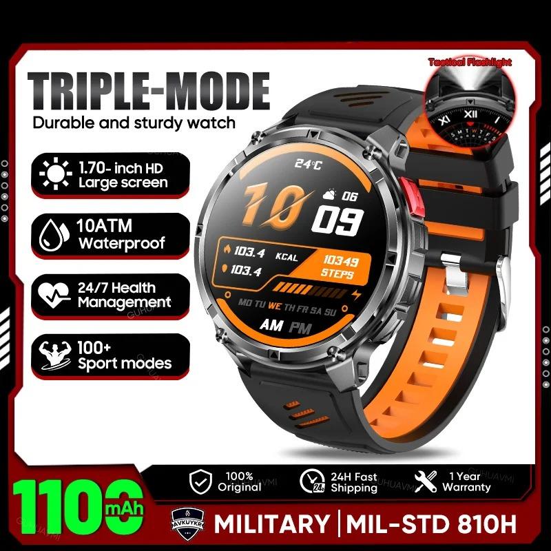 Military Men T-Rex3 Ultra GPS Track Smart Watch 1100mAh Battery Bluetooth Call Waterproof Flashlight Compass Outdoor Smart watch