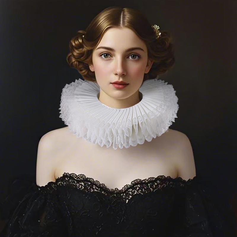 Perfect Match Neck Ruff Detachable Exaggerated Fake Collar Opera Performance Costume Renaissance Ruffle Lace Queen Neck Collars