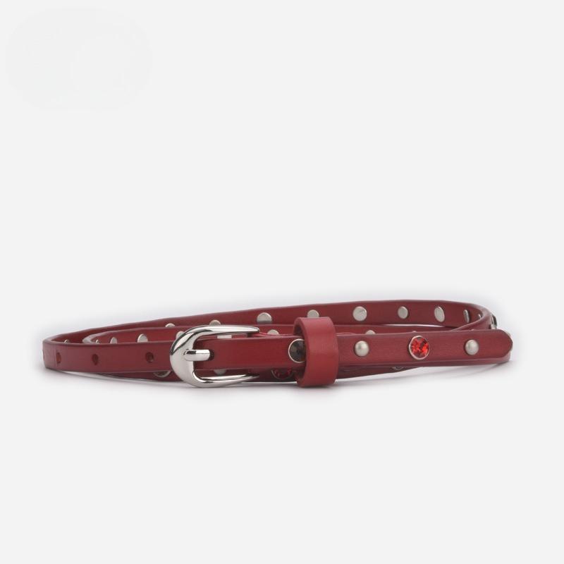 Women's Versatile Belt Rivets with Jeans Dress Decorative Belt Punk Pin Buckle Diamond-set Leather Belt for Girls