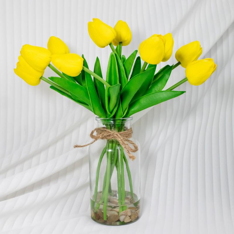 Artificial Tulip Flowers PU Fake Floral Bouquet Wedding Home Decor Photography Prop