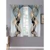 2pcs/Set Fashion Style Modern Abstract Line Art Print Curtain,Suitable For Bedroom Office Kitchen Living Room Study Home Decor
