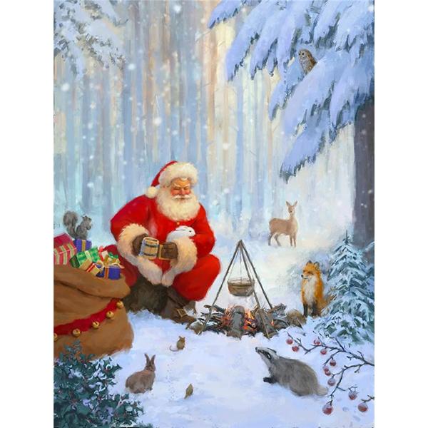 Pintura de Diamantes 5D DIY Bordado de Diamantes Imagen de Papá Noel Punto de Cruz Mosaico Pegatina de Pared Regalo Decoración del Hogar