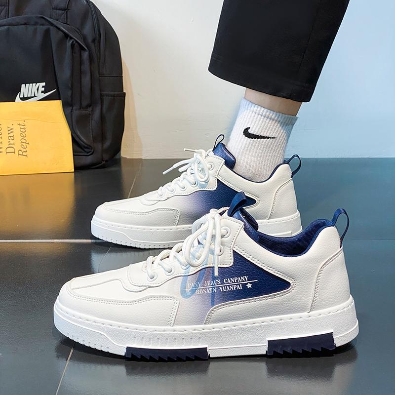 Fashion Mesh Fashion Men Casual Sneakers Lace-up Breathable Lightweight Vulcanized Shoes Men's Shoes Outdoor Sports Shoe Small White