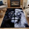 Dual Tone Lion Portrait Rug Patterned Carpet, Non Slip Mat Suitable for Living Room and Bedroom Sofas