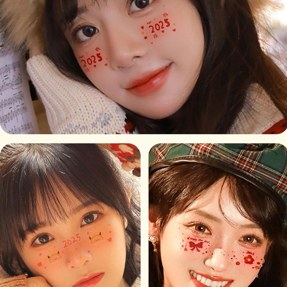 2025 Spring Festival Makeup Face Sticker Temporary Face Waterproof Stickers Cute Sticker Tattoo H3J6