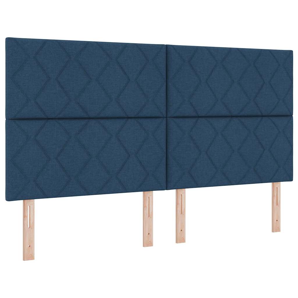 Bed Frame with Headboard Blue 180 x 200 cm Fabric