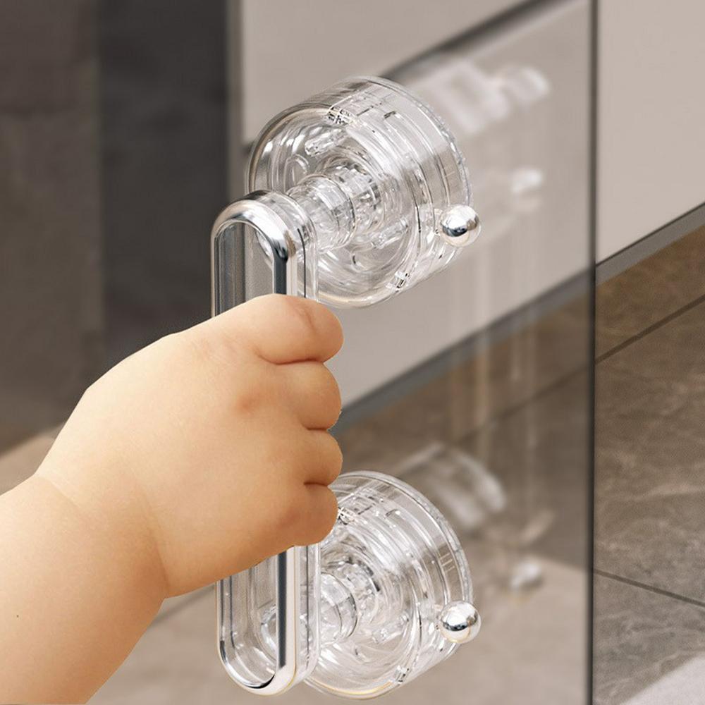 Suction Cup Glass Door Handle No Drilling Bathroom Shower Door Pull Handle Strong Grip for Window Cabinet Refrigerator