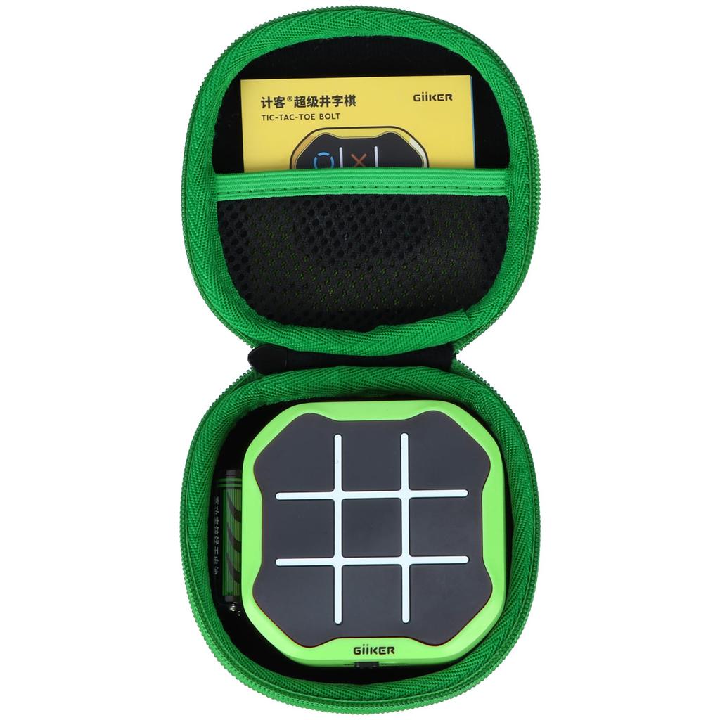 Tic Tac Toe Board Game 3 In 4 Tic Tac Toe Mechanical Handheld Puzzle Game Console Storage Case Black Green Lebakort (Case Only) + -