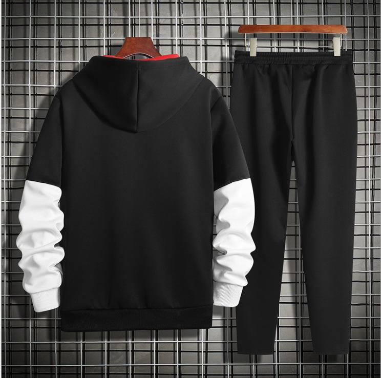 Men's 2025 Spring Korean Slim Fit Cardigan & Hoodie Sweatpants Set with Letter Accents