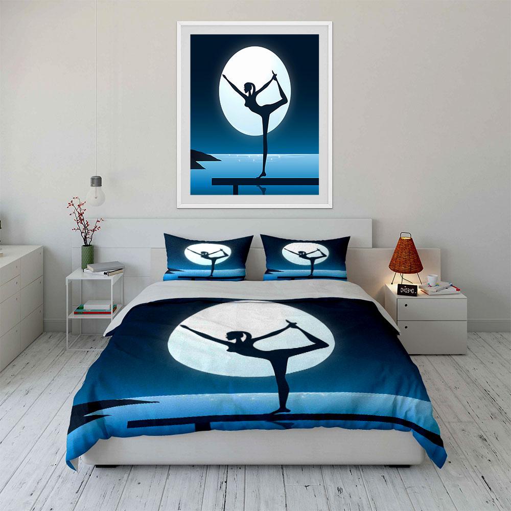 Yoga pose silhouette. Bedding sets Duvet cover sets Duvet covers Pillowcases(1*Duvet Cover 2*Pillowcases without duvet insert)