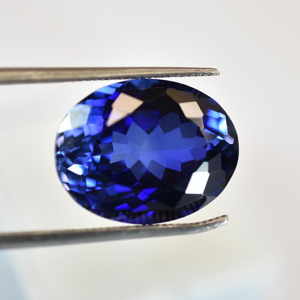 Tanzanite Blu Naturale 14,1ct Taglio Ovale Pietra Preziosa Sfusa Certificata