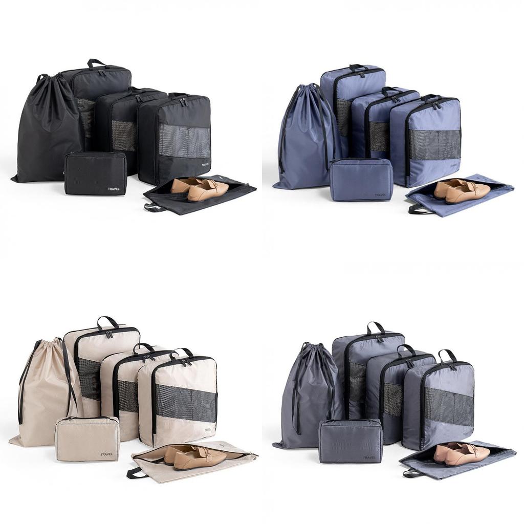 Travel Dream Sixpiece Lattice Storage Bag With Waterresistant Polyester For Packing And Organization