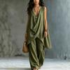 IHUASU Damesmode Casual Mouwloze V-hals Broekpakken