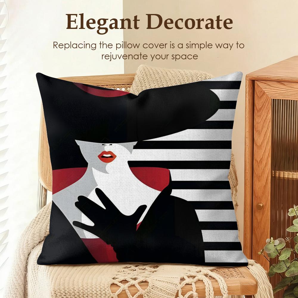 Vantage Federa Cuscino con Fantasia Elegante Dama Lino Naturale Tessuto Biologico Stampa Double-Sided Divano Decorazione Casa Regalo Federa