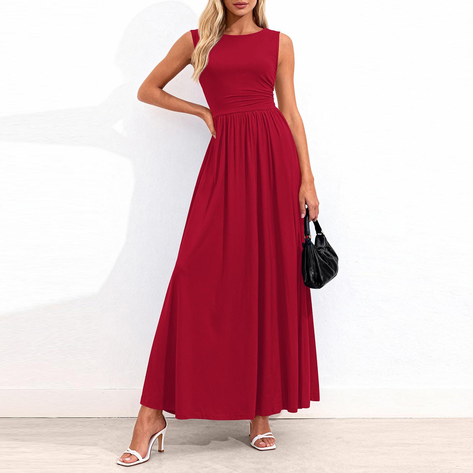 Women s Elegant And Stylish Pleated Sleeveless Dress XL