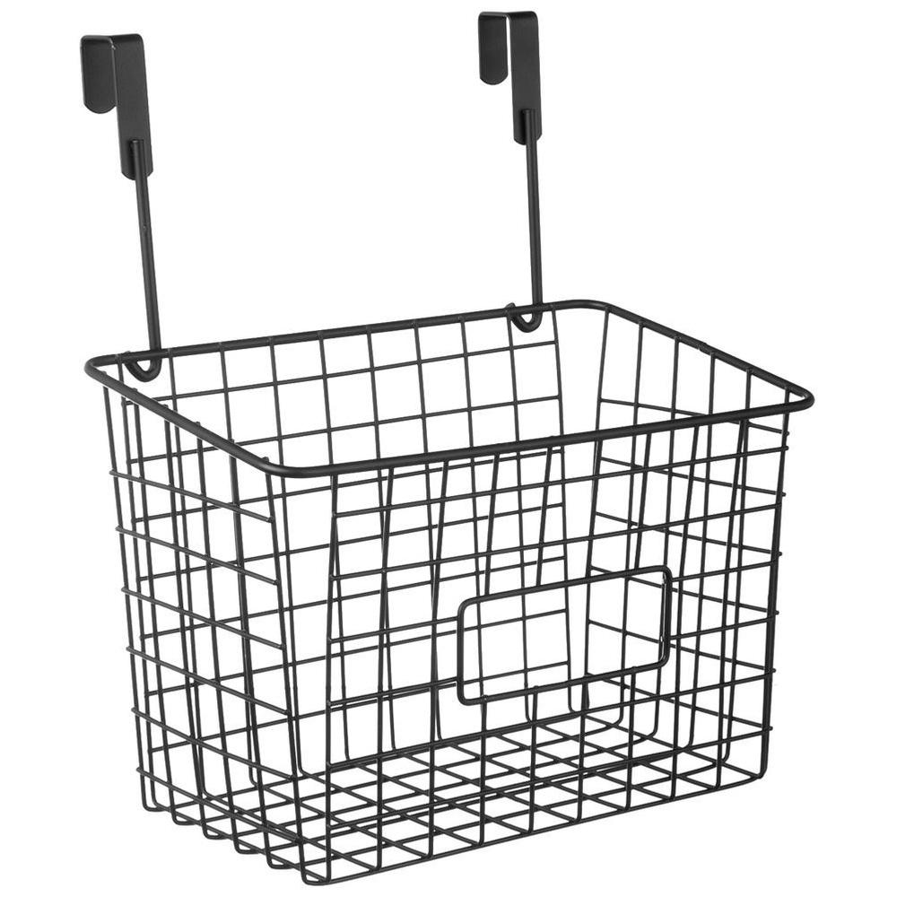 Basket hanging on the cabinet door, metal, black, RADKA, 25x16x30 cm