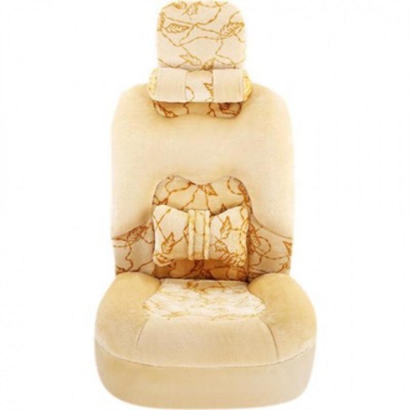 

Зимняя плюшевая подушка на сиденье автомобиля - Толстый, удобный, дышащий и теплый чехол с полной оберткой Leopard Print Beige