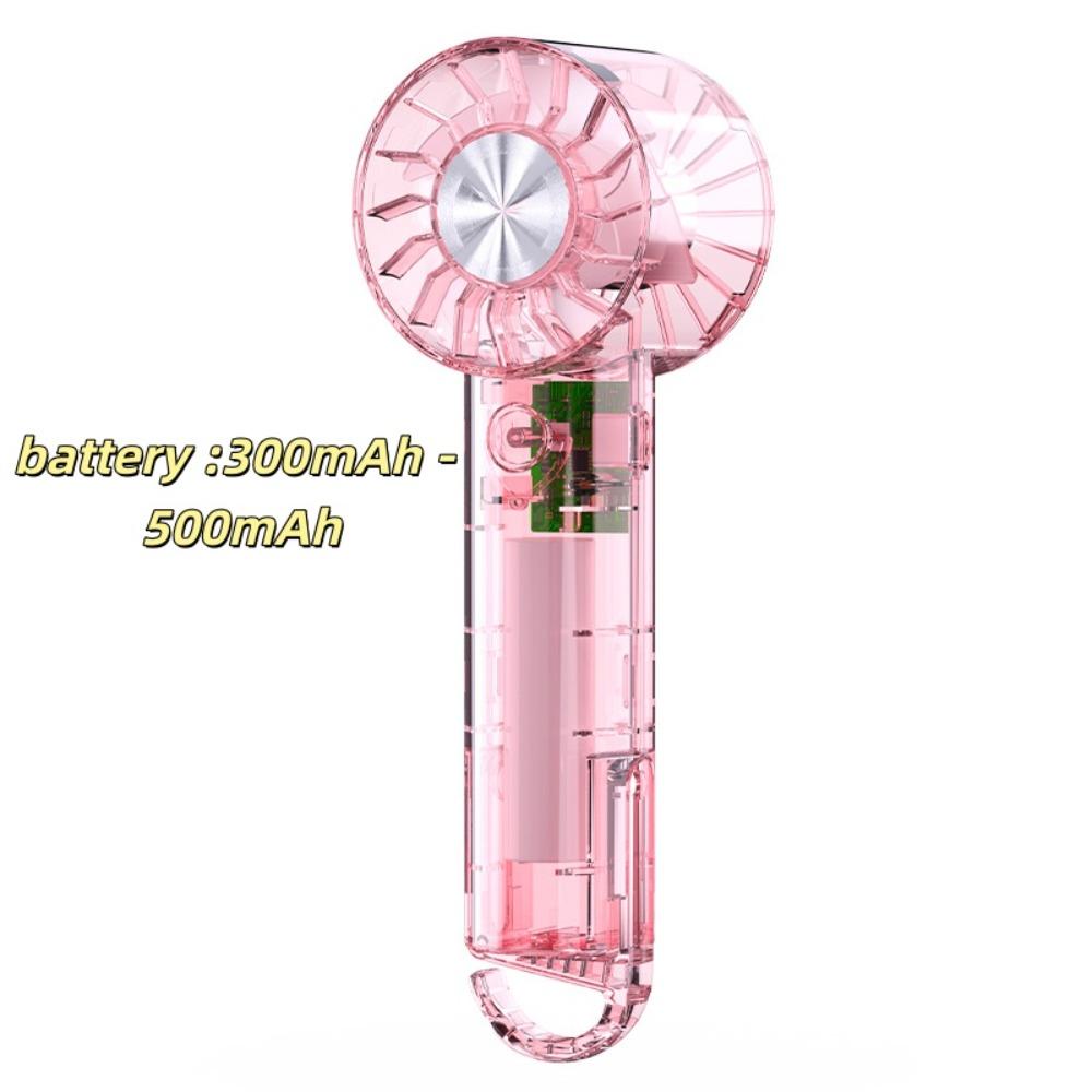 Quiet Operation Transparent Turbine Fan Lightweight Design USB Rechargeable Fan  Commuting Use розовый