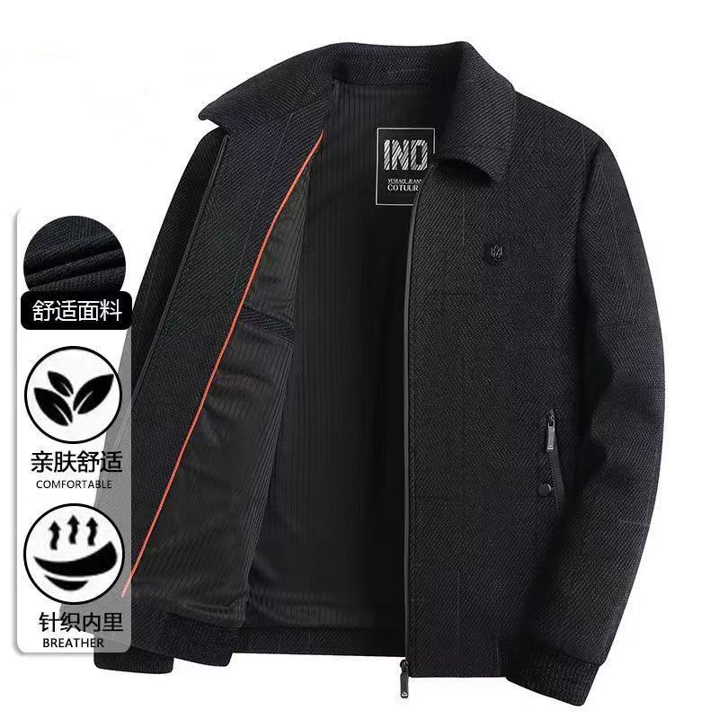 Thick Chenier Men's Dad Spring and Autumn Jacket Medium Old Father Jacket Casual Lapel New
