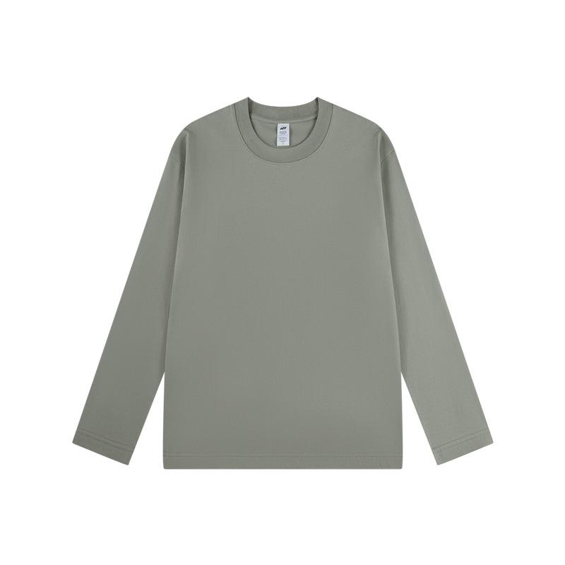 

Мужская футболка с длинным рукавом из плотного хлопка плотностью 230 г — модный однотонный парный стиль на весну и осень 3XL