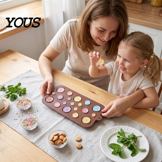Kitchen Gadgets for Baking Silicone Button Chocolate Mold, Non-Stick Candy Making Tray with 3 Sizes, Easy Release Molds Heat Resistant