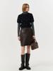 GENERALIDEA Leather Pintuck Midi Skirt [Brown] / Wbd4L13513