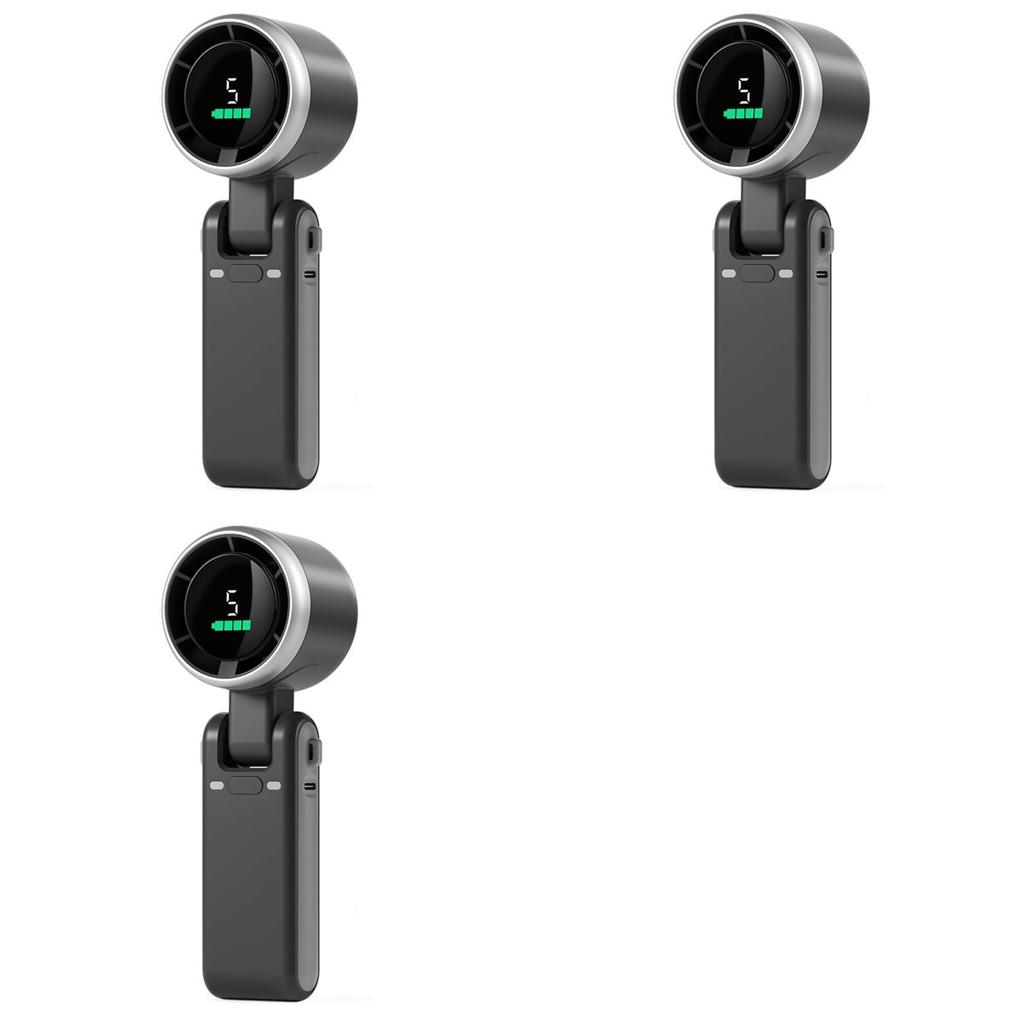 Premium-3X Handheld Turbo Fan, 5 Gear Wind, Battery Operated, Up To 12 Working Hours, Hand Fan With Air Turbo Tech Black