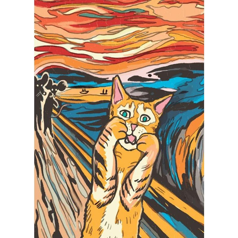 Slavný plátnový obraz Edvard Munch Výkřik Abstraktní Vtipné Plakáty a Tisky Nástěnné Umění Kočka Pes Obrázek do Ložnice Bytová Dekorace
