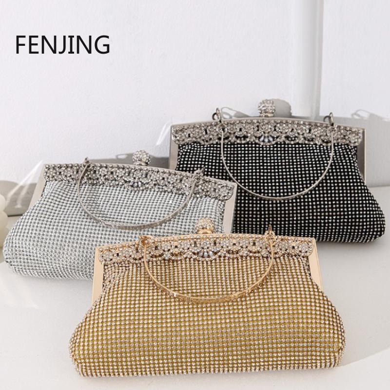 Shinny Luxury Clutch Bag Glitter Wedding Evening Bags with Rhinestone Shoulder Bags Small Handbags Hobos Fashion Party Purse