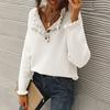 Autumn Winter Women Knitting Sweater Long Sleeve Button Down Ruffle Trim Knitting Tops Solid Color Casual Knitwear