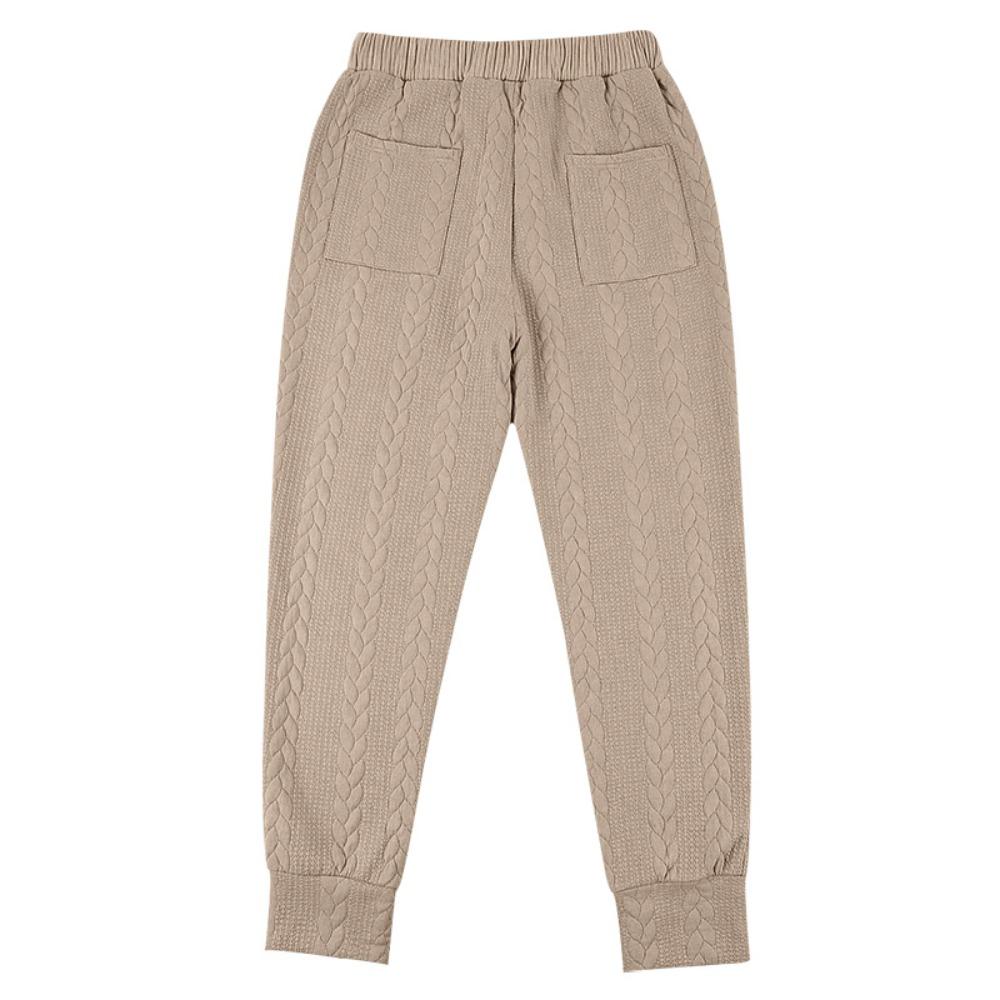 Men's Cable Knit Jogger Pants Elastic Waist Drawstring Casual Trousers with Pockets Lightweight Sweatpants for Daily Workout