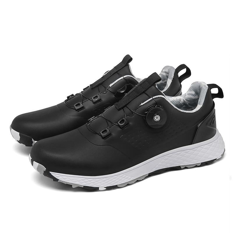 Waterproof Golf Shoes Professional Golfer Sport Sneakers Men Golf Turf Sneakers Grass Golfing Comfortable Walking Footwear Black
