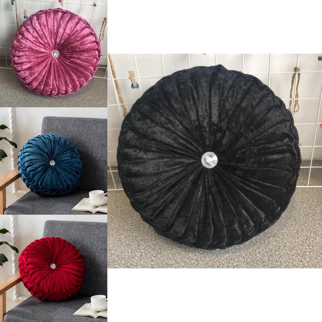 Luxurious Round Velvet Pumpkin Cushion With Charming Pleated Design And Soft Touch