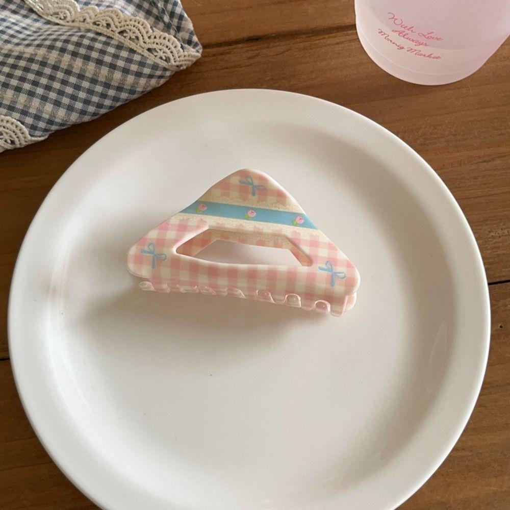 Lovely Korean Style Lattice Hair Crab Clip Triangle Square Acrylic Bow Hair Claw Hairgrip Flower Geometry Shark Clip Women