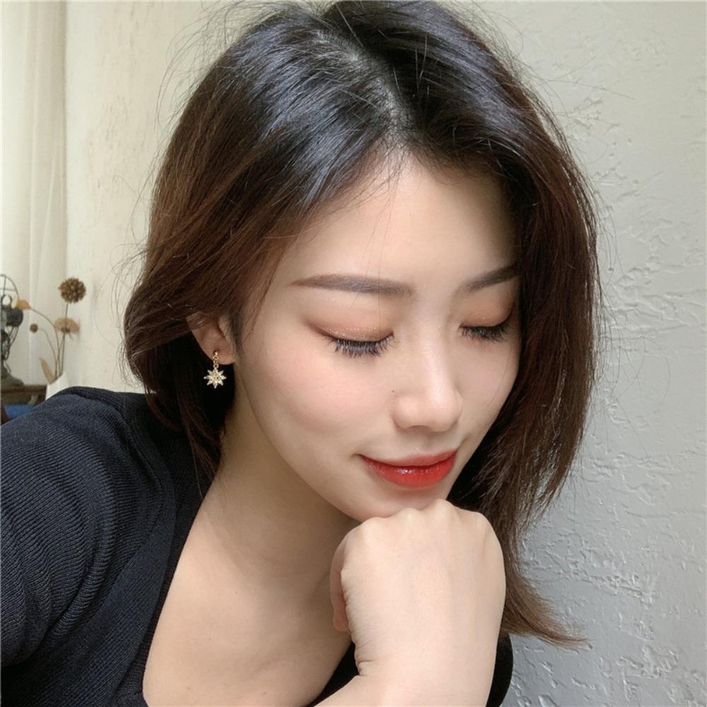 925 Silver Plated Flower Earrings with Zircon Short Dainty Studs Elegant Fairy Jewelry