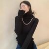 Irregular Tassel Turtleneck Knitted Sweater Women's Winter Temperament Slim and Thin Long-sleeved Sweater with Base