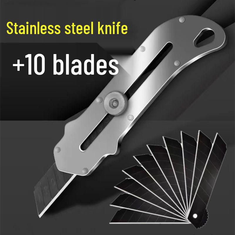Heavy-Duty All-Steel Stainless Utility Knife - Industrial-Grade Wallpaper & Paper Cutter