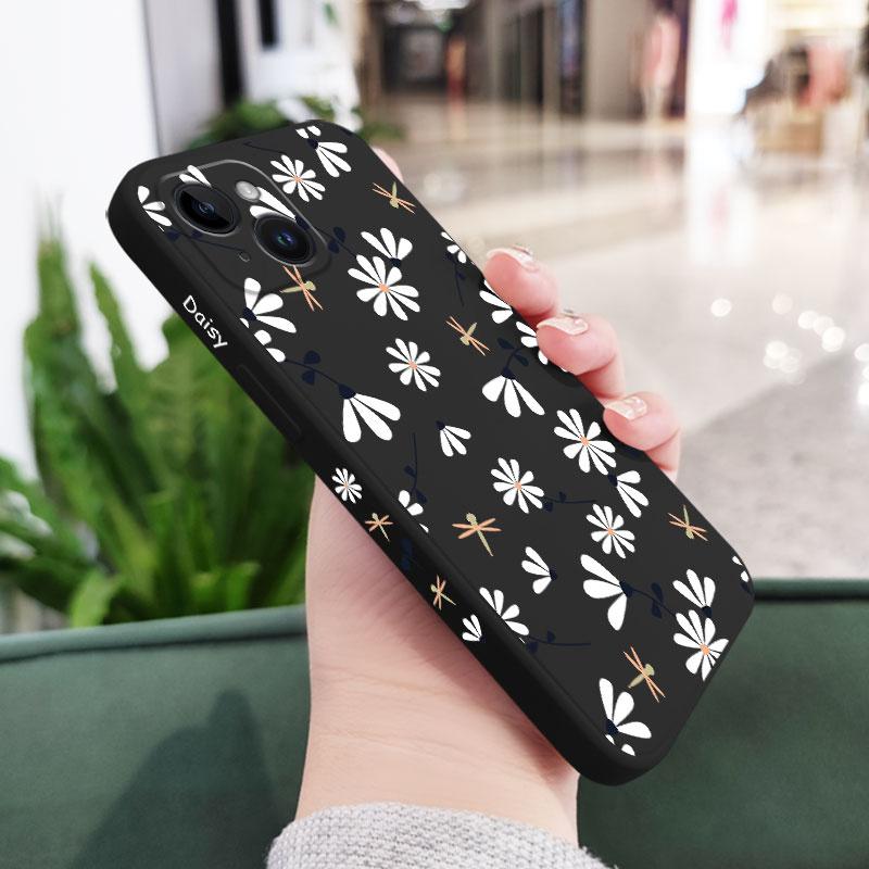 Daisies Fly Phone Case For iPhone 17 17 Air 16 15 14 13 12 11 Plus Pro Max Min Liquid Silicone Cover