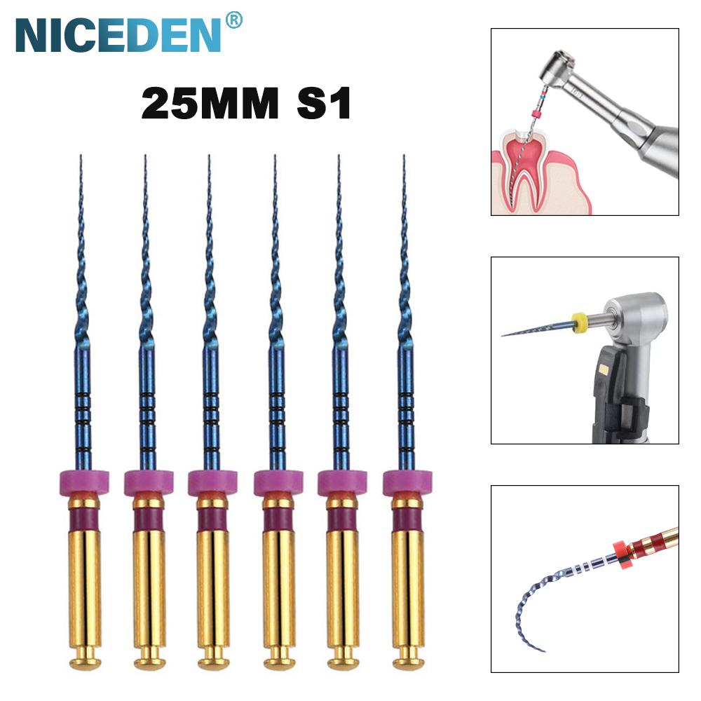 Niceden 6 szt. Silnik pilników endodontycznych NiTi do kanałów korzeniowych, stożkowe narzędzia stomatologiczne, elastyczne