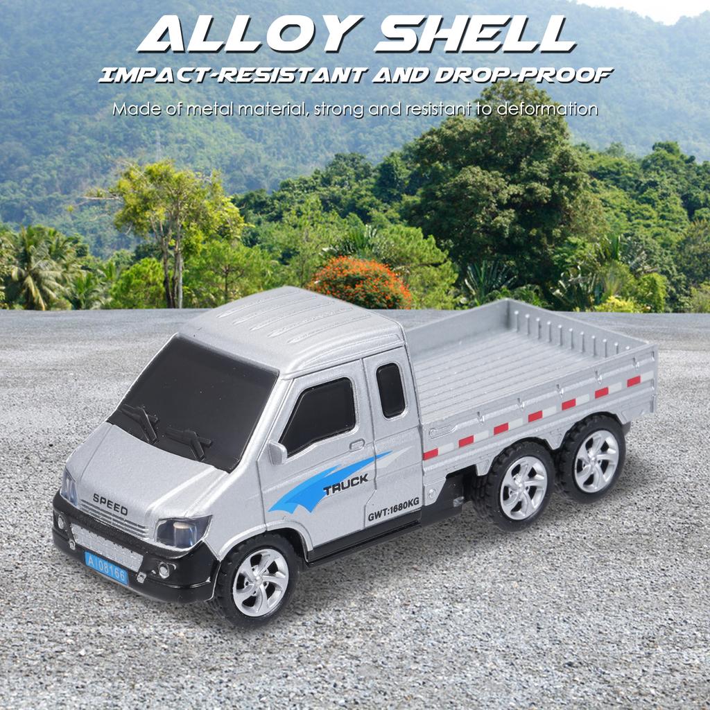 Mini Remote Control Truck, 2.4Ghz Alloy Electric Vehicle with Lights, App Controlled Toy for Boys Ki