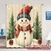 2pcs,Curtains Cute Snowman Winter Holiday (2) Print Popular Curtains 100% Polyester Curtains Holiday Use for Kitchen Living Room