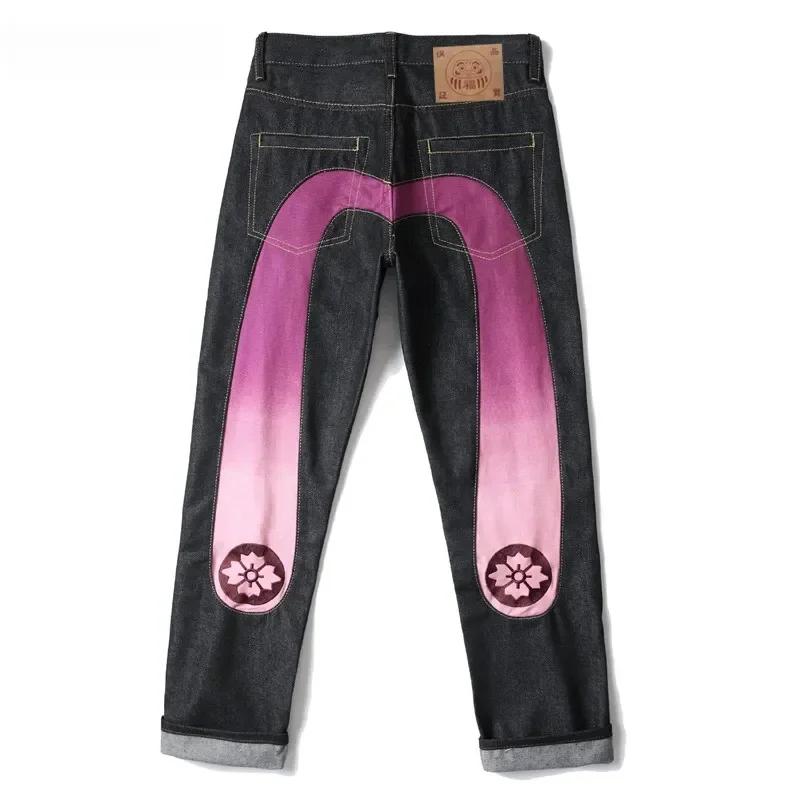 Nuovi jeans stampati alla moda retrò hipster giapponese hip-hop High Street Leisure Slim Straight Ricamo Y2k Pantaloni con cuciture