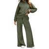 Women's Casual Sportswear Two-piece Set, Drawstring Sport Shirt And Wide-leg Sport Pants, Sportswear