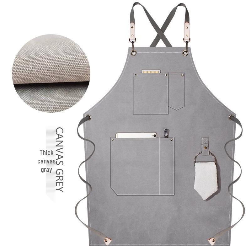 Waterproof, Oil-Proof Canvas Apron for Art, Painting, or Coffee Shop Wear-Resistant Custom Work Uniform.