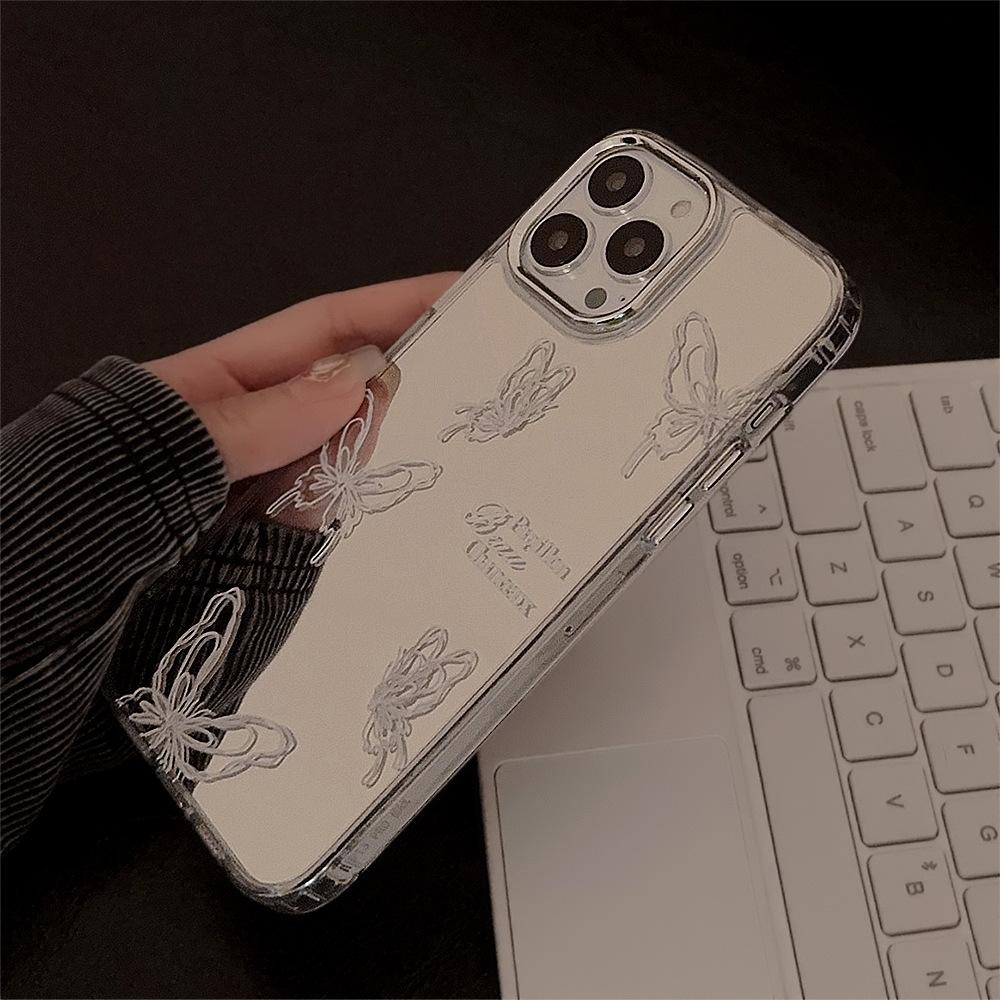 Mirror Applicable Apple 15pro Mobile Phone Case Max High End Butterfly IPhone 16 Temperament 13 Anti Fall 11 Hanging Chain