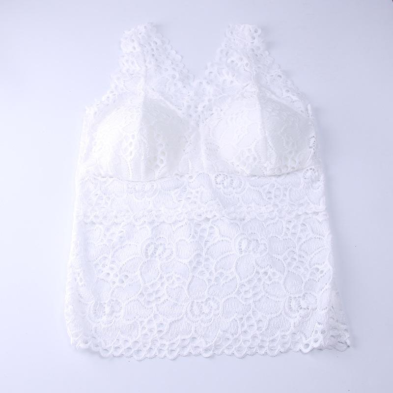 Neues Spitz-Basics-Shirt mit Hohlmuster, sexy Rückseite, Unterwäsche-Westen-Top, Spitzen-Träger-BH für Damen